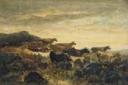 Narcisse Virgilio Diaz Zonsondergang met koeien USA oil painting artist
